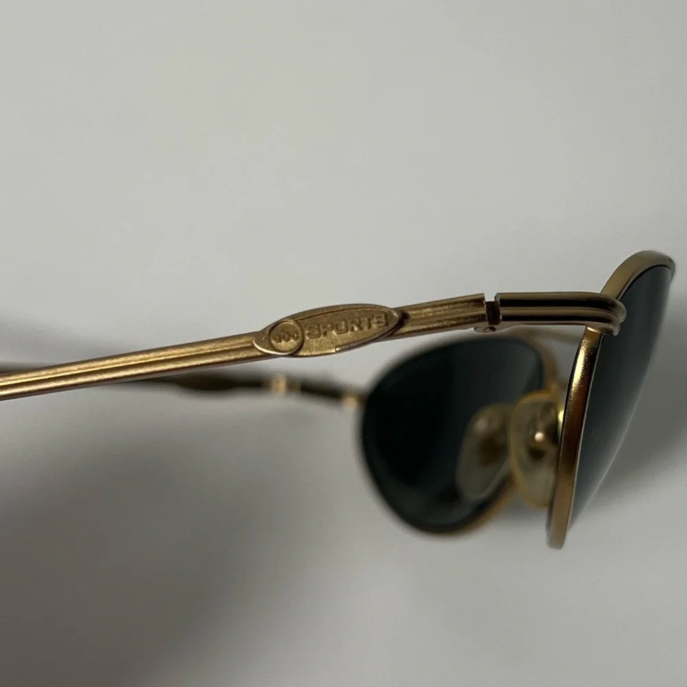 ABC Sports Aviator Signet Vintage 80s Y2K Gold Frame Black Lens Sunglasses